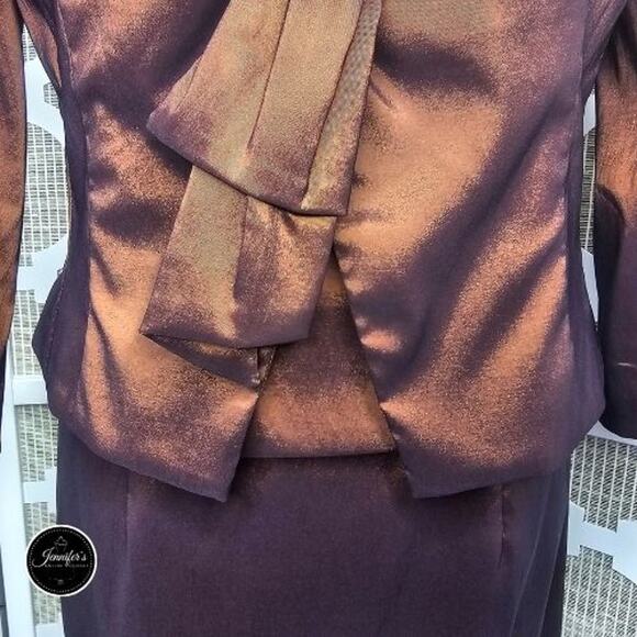 Cameron Blake by Mon Cheri Brown 2-Piece Taffeta Sleeveless Dress and Jacket 8 - Picture 7 of 14